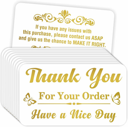 PARTH IMPEX Thank You for Your Order Cards, Pack of 100, 3.5" x 2", Gold Foil Purchase Inserts for Small Business
