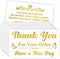 PARTH IMPEX Thank You for Your Order Cards, Pack of 100, 3.5" x 2", Gold Foil Purchase Inserts for Small Business