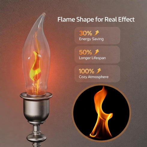 Bulbs, E12 Bulb 6 Pack Hompavo Upgraded Flame Light Compact Chandelier Base Candle Flickering Fire Light for Halloween