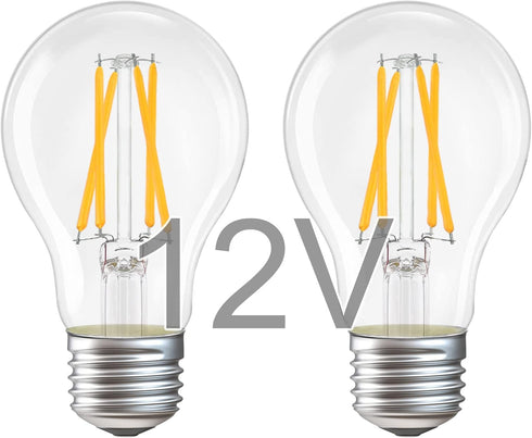 12V Low Voltage LED Light Bulbs, 4W E26 Edison Base, Soft Warm 2700K, 40W Equivalent, 2 Pack for RV Ceiling