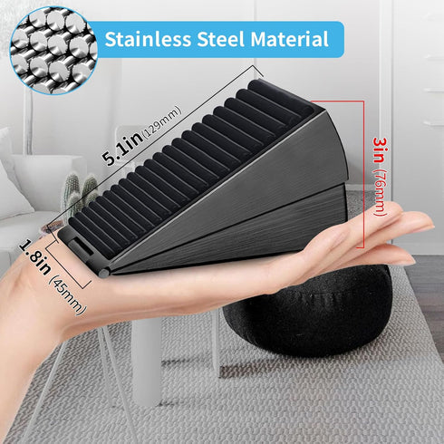 Strongest Adjustable Spring Loaded Large Door Stopper - Heavy Duty Tall Wedge for Bottom of Door