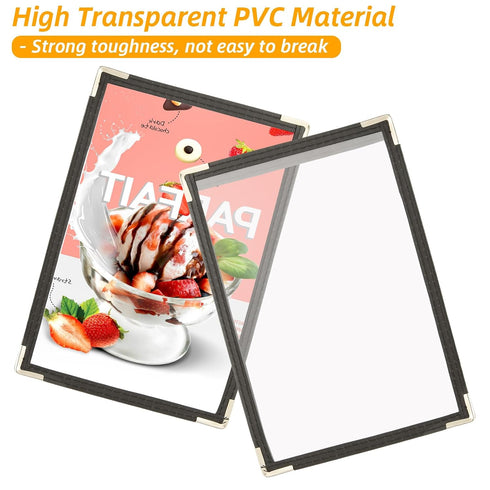 25 2 5.5" 8.5" CYEAH Pcs Cafe Style Menu Cover, Single Page View Transparent Restaurant Menu Covers, Restaurant Menu