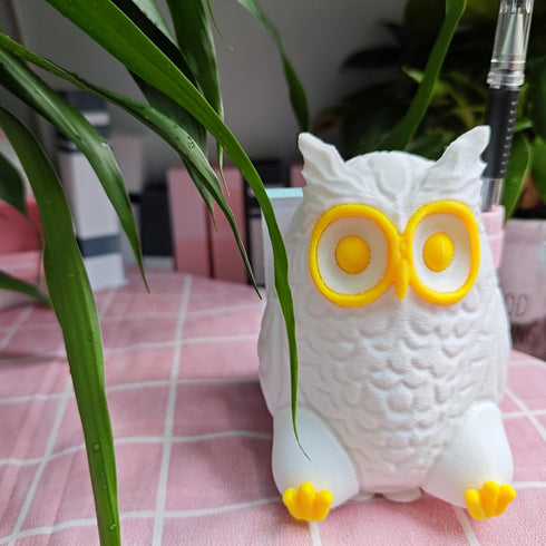 Owl Sticky Note Dispenser – Cute Rotating Animal Pop-up Note Holder with Pen Holder for Desk Home Office, 3x3 in