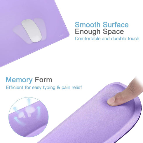 MOSISO Keyboard Mouse Pad Set, Large Gaming Mouse Pad & Wrist Rest Support, Ergonomic Non-Slip Cushion, Purple
