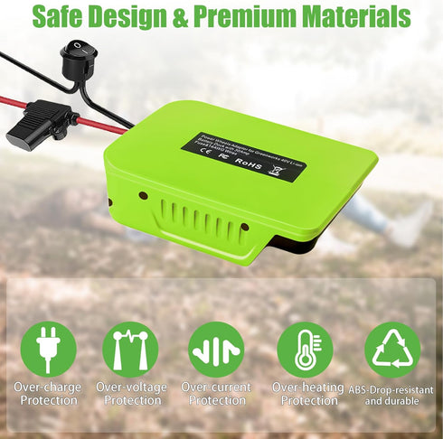 Power Wheel Adapter for Greenworks 40V Lithium-ion Battery, Robotics Connector with Fuse & Switch