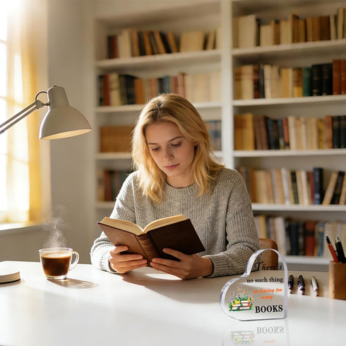 Book Lovers Gifts Literary Acrylic Heart Paperweight, Reading Essential & Bookshelf Accent for Bookworms and Bookish