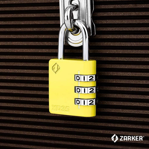 XD35 Combination Lock, 3-Digit Padlock for School, Gym, Locker, Outdoor Storage (1-Pack, Yellow)