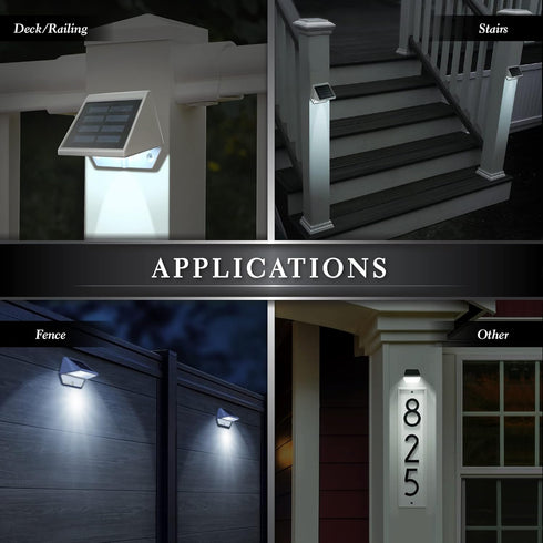 SL179, Classy Caps Solar Deck & Wall Lights, Model White - High Performance, Energy Efficient, Weather-Resistant
