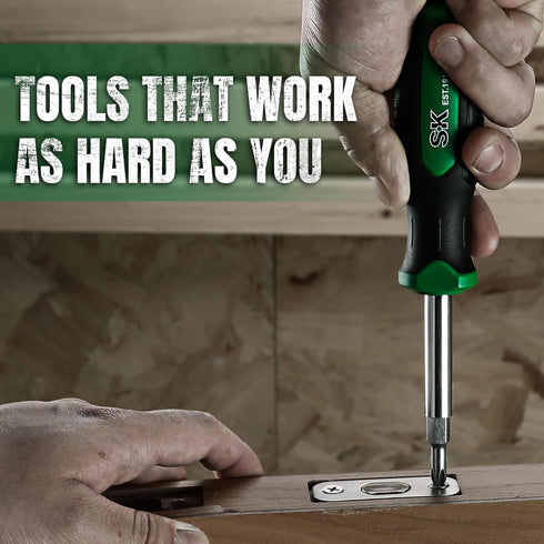 SK 6-in-1 Screwdriver, All in One Multi-bit Magnetic Tool with S2 Steel SureGrip Handle