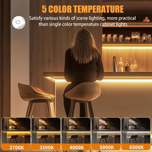 40in Dimmable 5 Closet Counter Smart Under Cabinet Lights, Plug in Under Cabinet Lighting with Handwave Sensor, Bright