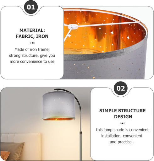 LIFKOME Bulb Table Lamp Shade Fabric Lampshades Star Drum s Hollow Out Table Cover Clip On Chandelier s Replacement