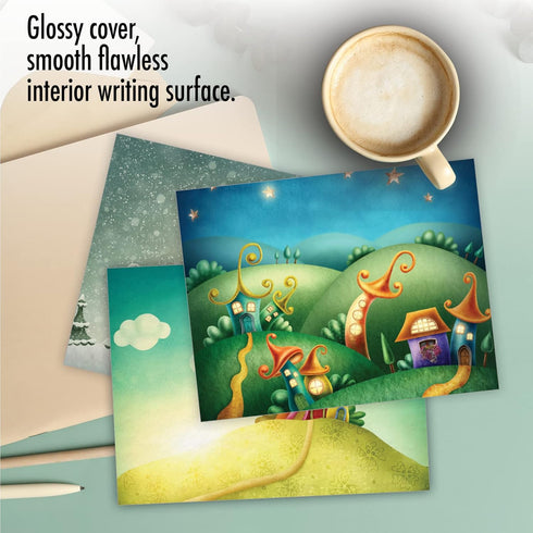 The Best Card Company 10 Blank Note Cards for Kids, Assorted Greetings Boxed, Fun Mythical Fantasy Cards (4 x 5.12