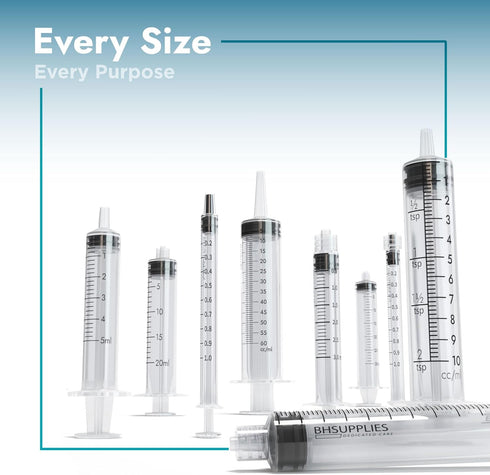 BH Supplies 30ml Luer Slip Tip Syringes (No Needle), Sterile, Individually Wrapped, 50 Syringes