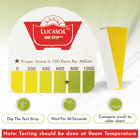 Lucasol Quat Test Strips for Cleaning Products, Individual, Pre-Cut Testing Strips, Pack of 15
