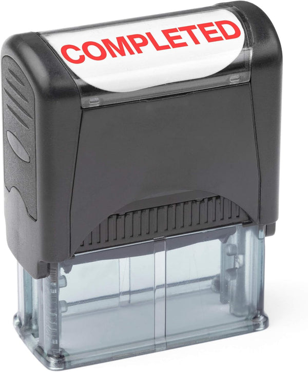 Self Inking Rubber Stamp with Refillable Red Ink Preinstalled - (9/16" x 1-1/2") (Completed)