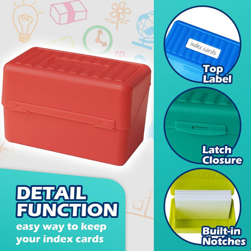 Olivo 3x5 Index Card Holder Box, Flash Note Card Organizer Case, 4 Colors Pack for 3 x 5 Index Card Storage