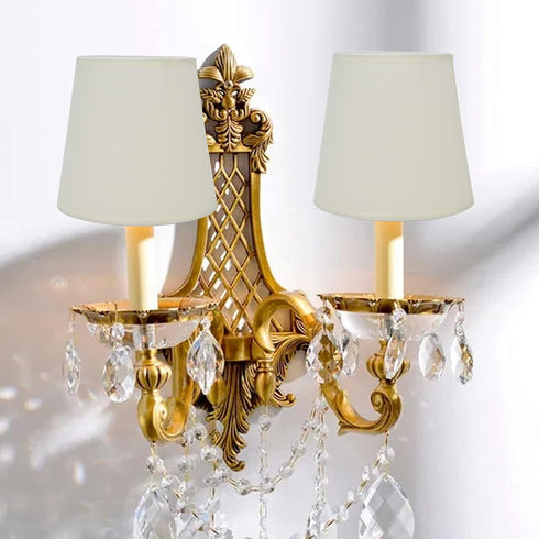 2Pcs E14 European Style Indoor Lampshades for Table Lamp Fabric Lampshade for Chandelier Floor Lamp(Beige)
