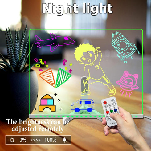 Transparent Glowing LED Night Light Reusable Planning Board 15.7 * 11.81 Inch Dry Erase Board with Remote Control