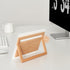 Glass Desk Whiteboard with Reversible Wood Stand, Small Portable Desktop Dry Erase White Board, Reusable Desk Notepad