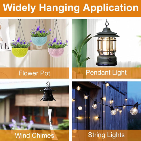 VAZOCA 42 Pcs Screw Hooks for Outdoor String Lights, Q-Hanger Hook with Safety Buckle, Patio Wall Ceilling Square Eye