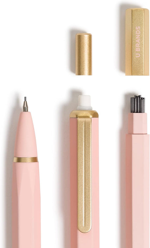 U Brands Blush Cambria Mechanical Pencil, Office Supplies, Soft Touch Barrel, Medium Point, 0.7mm, 2 Count by U Brands