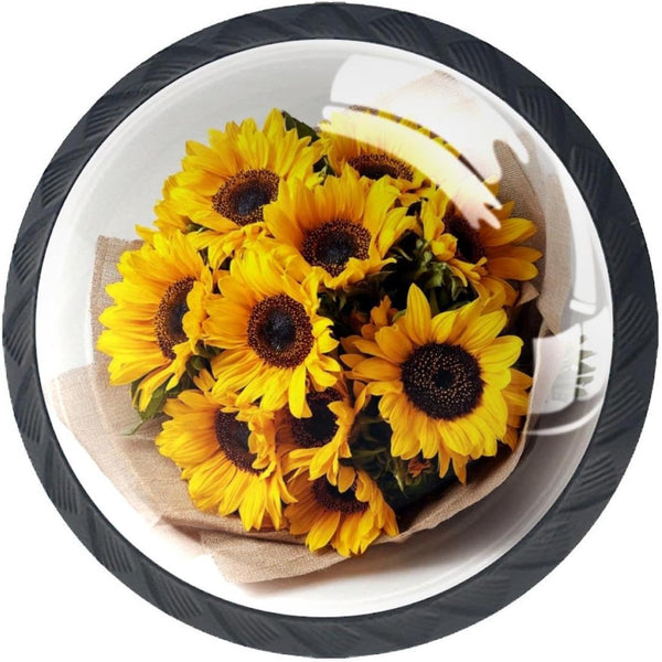 ebfclhiw 4 Pack Yellow Sunflower Bouquets (1) Kitchen Cabinet Knobs Drawer Knobs Door