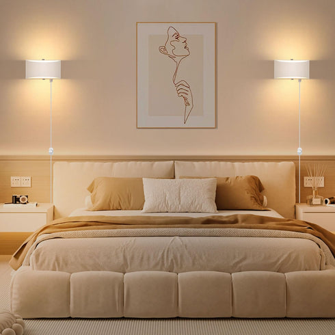 12W Dimmable Lightess Plug in Wall Sconces Modern LED Wall Light Indoor Up Down Wall Lamp for Bedroom Living Room