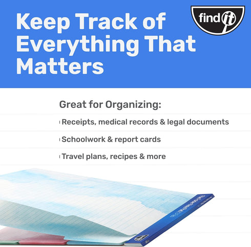 Find It File Folder Notepad - Pack of 72 - 9.5 x 12.5 Inch Notebook Organizer Folders for Filing, Document, and