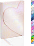 Rainbow PU Hardcover Journal, Magnetic Heart Flap Irregular Holographic Cracked Grain Leather Notebook with 8mm Lined