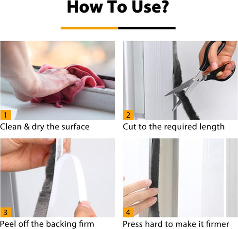 39.4FT Brush Weather Stripping, Self Adhesive Seal Strip for Windows and Doors, Soundproofing, Windproof, Grey