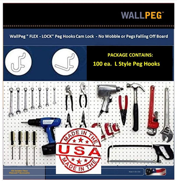 WallPeg Peg Board Tool Organizer Kit PH-4, Pegboard Hooks for Tool Storage & Garage Organization