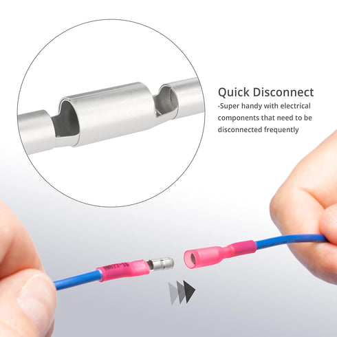 250 PCS Wirefy Heat Shrink Bullet Connectors, Male and Female Electrical Bullet Butt Terminals, 22-10 AWG