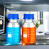 Irenare 8 Pieces Media Storage Bottles, Borosilicate Glass with Blue GL45 Screw Cap for Lab Liquids, 250 ml