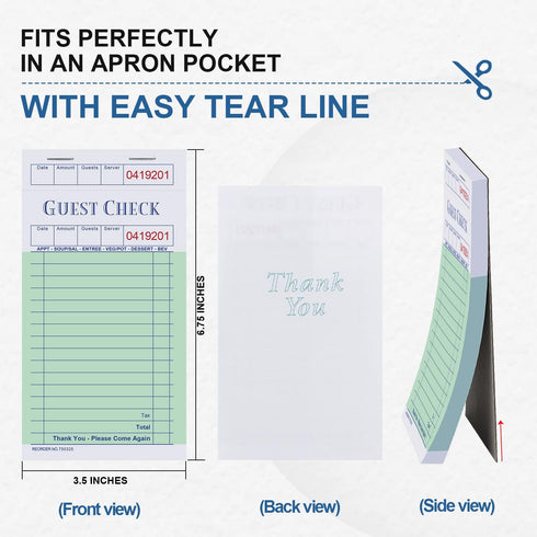 2000 (20 Methdic Guest Checks Waitress Notepad for Restaurants Orders Server Note Pads Books)