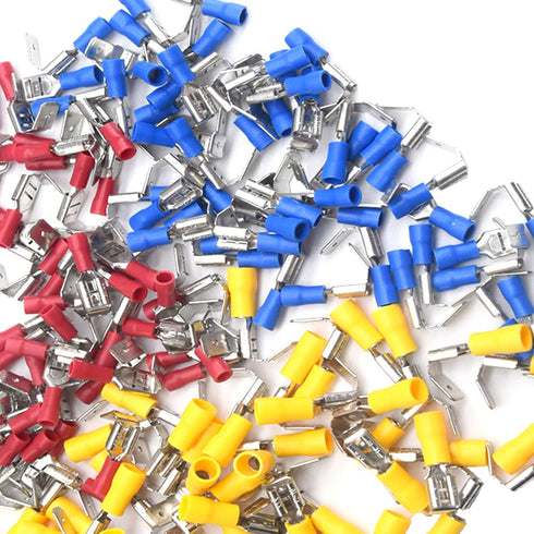 150PCS Piggyback Spade Connectors 22-16 16-14 12-10 AWG Insulated Female and Male Crimp Terminals Assortment