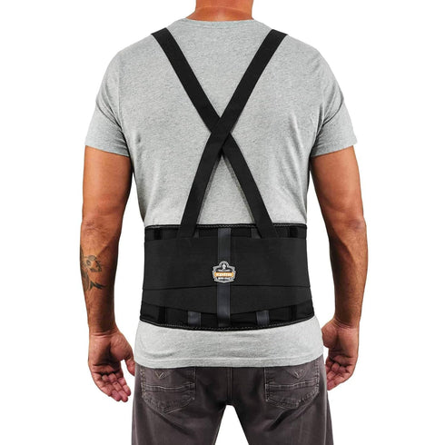 Ergodyne ProFlex Back Support Brace, 8" Spandex Belt, Adjustable, Removable Straps, Small, Black, 100