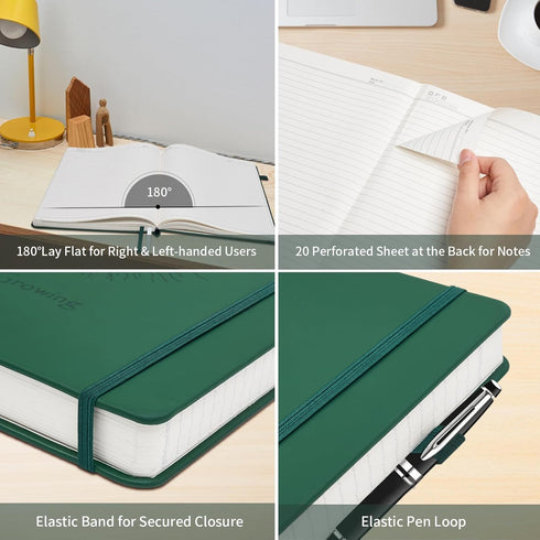 Leather Journal, 7" x 10", Hardcover College Ruled Notebook, 340 Pages, Lined Journals for Writing, Teal Gift