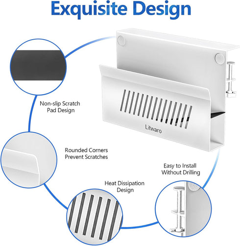 Litwaro Desk Side Storage, Hanging Organizer with Magnetic Pen Holder, Laptop Holder for Standing Desk, White