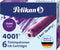 Pelikan 4001 TP/6 Ink Cartridges, Violet, 0.8ml, 6 Pack for Fountain Pens (301697)