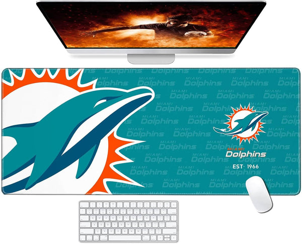 Stitched Edges Large Mouse Desk Pad, Gaming Mouse Pad for Laptop, Light Green Design for Football Sport Fans