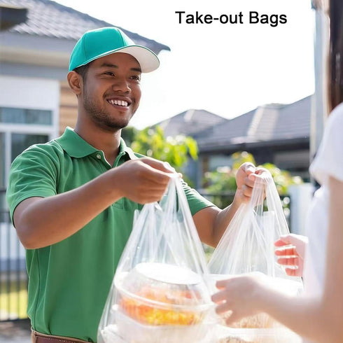 KYHYFJMD 100 Pack 12.6'' 6.5" 19.7" Plastic Bags x x White T-shirt Bag for Grocery Shopping Home Supermarket