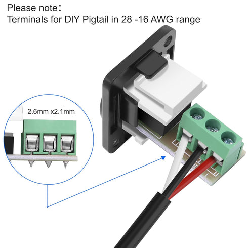 3.5mm 3 1/8" 3 -2 XMSJSIY D-Type Pole Stereo Audio Terminal Block Connector TRS Female Panel Mount to Pin Screw