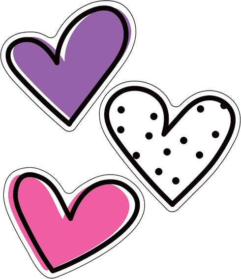 Carson Dellosa Kind Vibes 36-Piece Heart Bulletin Board Cutouts, Bright Neon and Black & White Heart Cutouts for