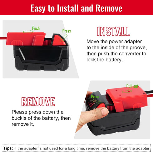 2 Packs Power Wheels Adapter for Milwaukee M18 Battery, Converter Kit with Fuse & Switch & Wire Terminals & 12 AWG Wire