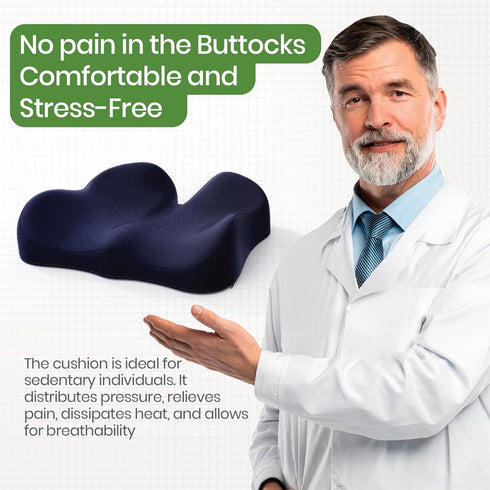 A-Pce Ergonomic Seat Cushion -Large Memory Foam Cushion for Office Chair- Sciatica & Lower Back & Coccyx Pain Relief