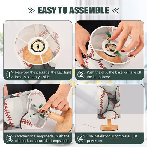 Amooorous Cartoon Sport Baseball End Table Lamps Baby Night Light for Indoor Lamp for Boys with Shade lamparas mesa de