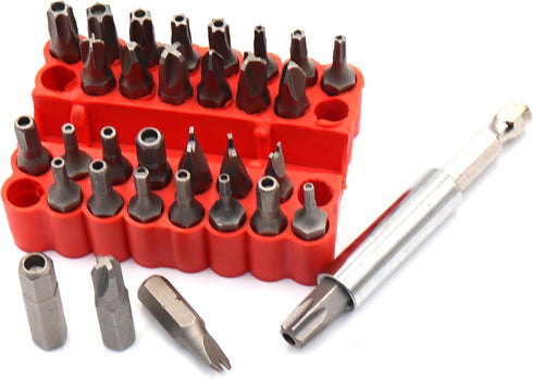 Cazlangtvy 33 Set, Set 1/4" Castuvy pcs Screwdriver Bit Security Bit Tamper Proof of Shank, Torx Screwdriver Bit, Star