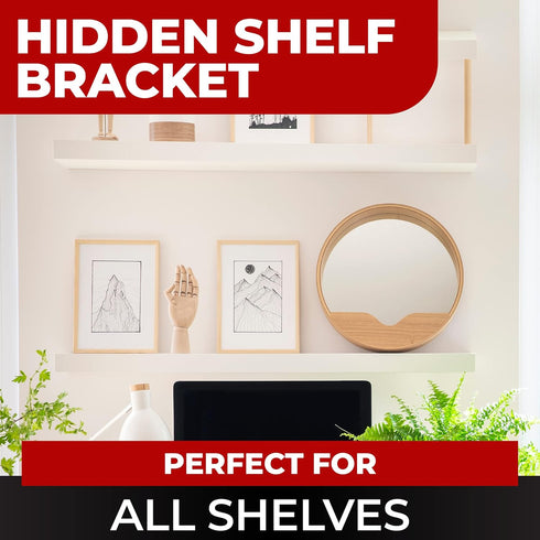 Set 4 (1/4 inch (10 inch of Floating Shelf Brackets Heavy Duty Thick Baseplate) Painted Black Mild Steel/Bracket