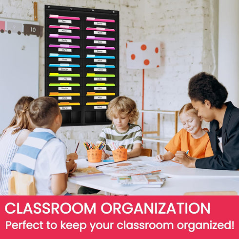 Godery Heavy Duty Storage Pocket Chart for Classroom and Office, Clear Storage Pocket Chart for Files