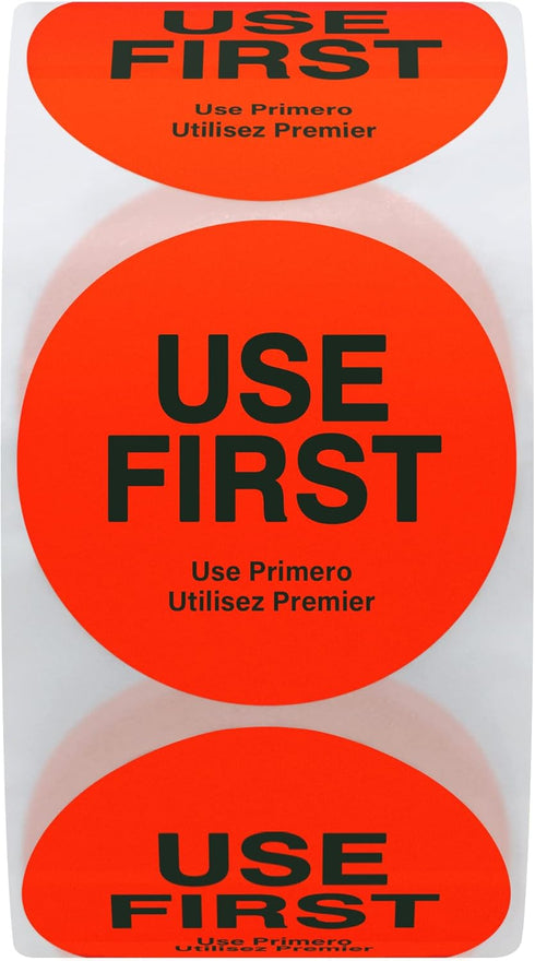Hybsk Fluorescence USE First Stickers, Restaurant Food Service FIFO Label, 1.5 Inch, 500 Labels Per Roll, Fluorescence